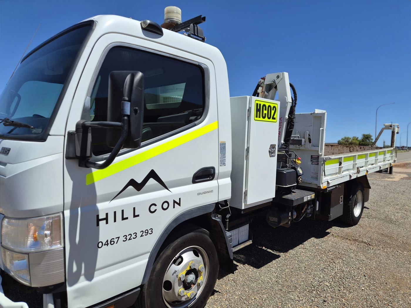 Hill Con Fuso Canter tipper with Kevrek crane, fleet number HC02